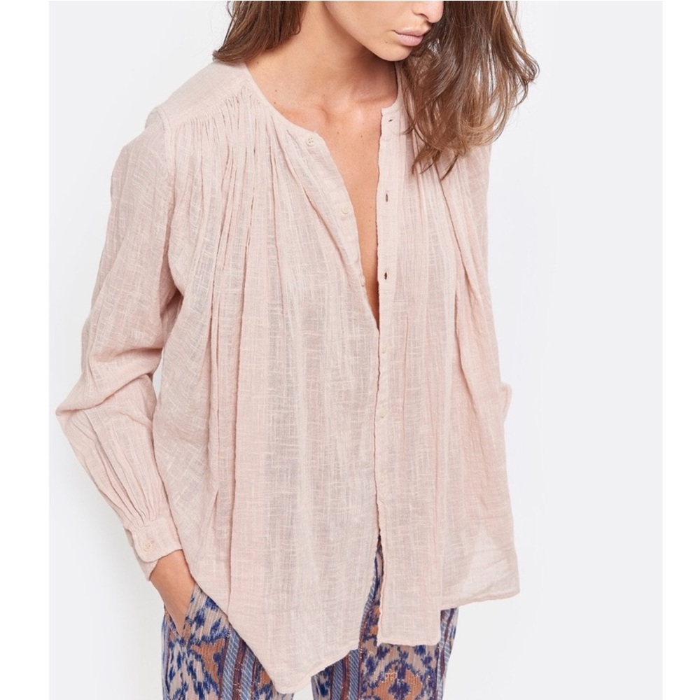 Laurence Bras Button Down Cigar Shirt Blouse Light Pink Sz L